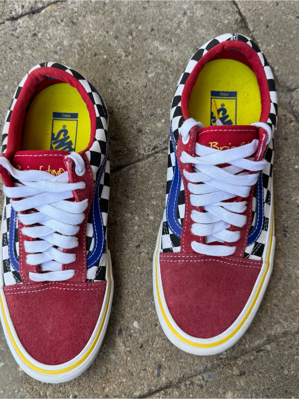 Vans Checkerboard Old Skool Sneakers - Red, Blue, Yellow, Black, White